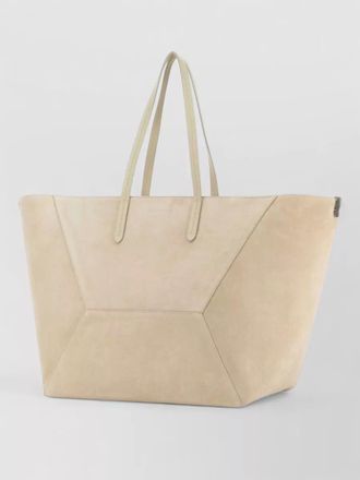 Brunello Cucinelli suede tote bag geometric design handles