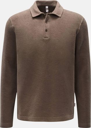 04651/ Mens Long Sleeve Polo Shirt In Taupe