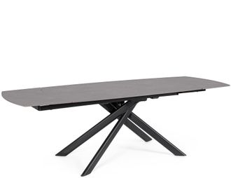 BIZZOTTO Ausziehbarer Keramik Design Esstisch Joakim 160-240 x 90 cm, Schwarz/graue Marmoroptik