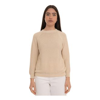 Max Mara Wkdaere Pullover - Dames - Ronde hals truien - Beige - XL - Katoen - Truien & Vesten