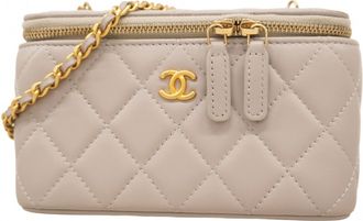 Chanel Gray Leather Vanity Bag (Pre-Owned)