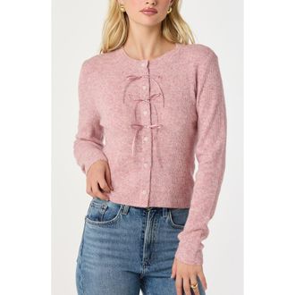 ASTR the Label Satin Bow Knit Cardigan in Pink at Nordstrom, Size X-Large