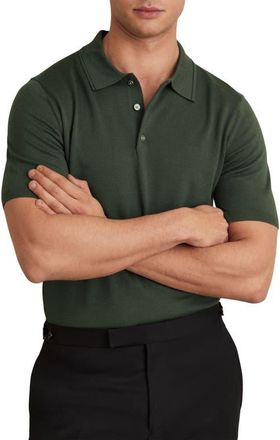 Reiss Manor Merino Wool Polo in Kale Green at Nordstrom, Size Xx-Large