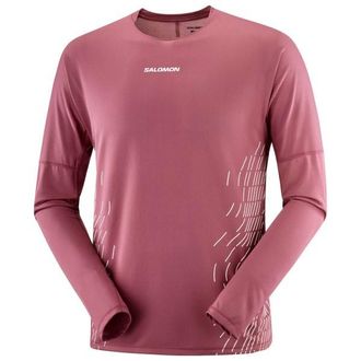 Salomon Sense Aero L/S Tee GFX Laufshirt f&uuml;r Herren | rot/rosa