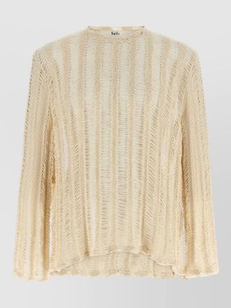 S&eacute;fr aestas striped sheer lightweight knit sweater