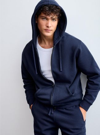 Le 31 Mens Brushed-interior zip-up hoodie
