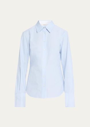 Lafayette 148 New York Pleated-Sleeve Cotton Shirt