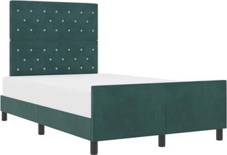 vidaXL Bed Frame with Headboard Dark green 120 x 190 cm Velvet Vidaxl