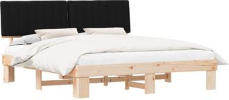 vidaXL Estructura De Cama Con Cabecera Tapizada Negro 180 X 200 Cm Vidaxl