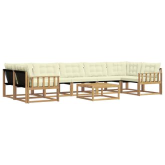 vidaXL Conjunto De Sof&aacute;s De Exterior 8 Pcs Blanco Y Crema Vidaxl