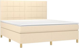vidaXL Vidaxl - Cama Box Spring Colch&oacute;n Y Luces Led Tela Crema 180x200 Cm