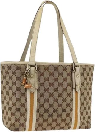 Gucci Pre-owned Vintage Tote Bag - Dames - Vintage Shopper - Beige - ONE Size - Leer - Vintage