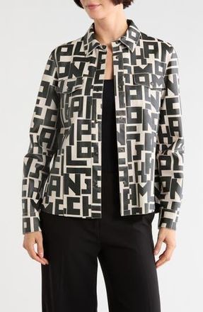 Longchamp Logo Print Leather Shirt in Chalk at Nordstrom Rack, Size 4 Us / 36 Fr