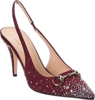 Gucci Horsebit Gg Canvas Slingback Pump