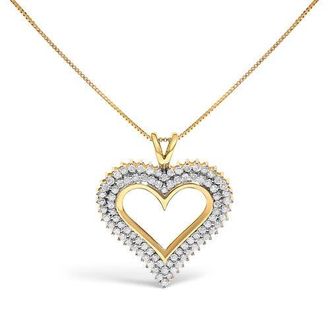 House of Brilliance Silver 2.00 Cttw Diamond Heart Pendant Necklace in Yellow at Nordstrom