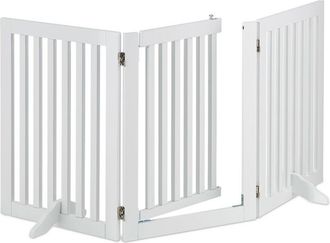 Relaxdays Relaxdays - Barrera Seguridad Perros, Animales, Valla Protecci&oacute;n Mascotas, Puerta, 70x154cm, Plegable, 3 Paneles, Blanca