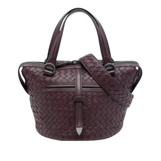 Bottega Veneta Pre-owned Woven Nappa Satchel - Dames - Pre-owned - Paars - Maat: ONE Size Leer