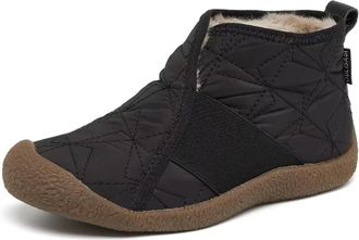 Generic Waterproof Orthopedic Casual Warm Cotton Boots, Non-Slip Lightweight Plush Shoes, Round Wide Toe Box Slip On Shoes (Black,6.5)