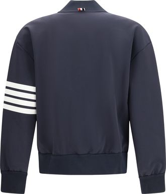 Thom Browne Mens Zipped Bomber Jacket Navy Viscose; Elastane; Polyamide