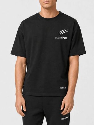 Plein Sport T-shirt girocollo in puro cotone con logo a contrasto sul petto
