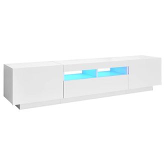 Berkfield Home TV Cabinet with LED Lights White 180x35x40 cm | Size: 180 x 35 x 40 cm