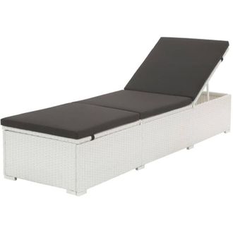 vidaXL Vidaxl - Lettino Prendisole con Cuscino in Polyrattan Bianco