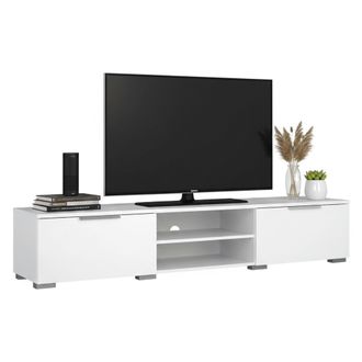 Dmora Dmora Meuble Tv Avec Deux Tiroirs, Blanc Brillant, 172 X 33 X 39 Cm