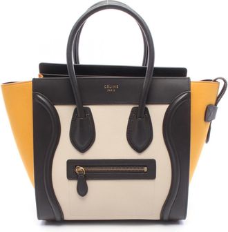 Celine Beige Black Yellow Leather Handbag Tote Bag (Pre-Owned)