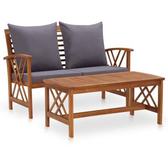 vidaXL vidaXL Set Divani da Giardino 2 pz con Cuscini in Massello di Acacia