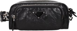 Prada Damens Umh&auml;ngetaschen aus schwarzem Leder