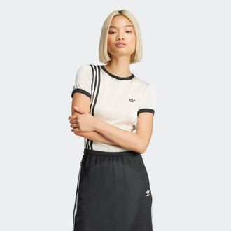 adidas T-Shirt ADIDAS ORIGINALS KNITTED 3S TEE, Damen, Gr. L, weiss (cream wei&szlig;), Obermaterial: 67% Viskose, 33% Polyester, Shirts T-Shirt