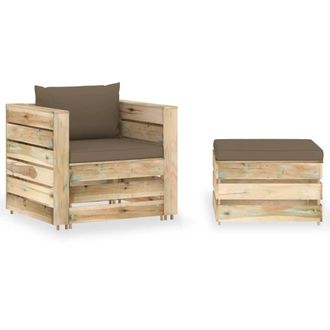 vidaXL Muebles De Jard&iacute;n 2 Piezas Con Cojines Madera Impregnada Verde Vidaxl