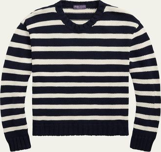 Ralph Lauren Purple Label Mens Striped Cotton Knit Sweater