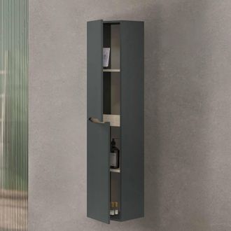 Dmora Columna De Ba&ntilde;o Williamsburg, Mueble De Ba&ntilde;o Suspendido Con 2 Puertas, Armario Alto, 31x26h135 Cm, Antracita Y Roble, Con Embalaje Reforzado - Dmora