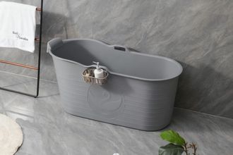 Fimous Bathtub Freestanding Bath for Hot Bath & Ice Bath for Small Bathroom Grey