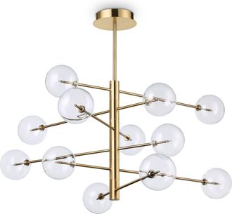 Ideal Lux Ideal Lux - Equinoxe - L&aacute;mpara Colgante De Techo Con 12 Brazos M&uacute;ltiples, Lat&oacute;n Antiguo