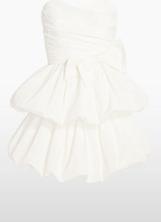 Jenny Packham Elaine Bow Tiered Mini Dress in Ivory at Nordstrom, Size 12 Uk