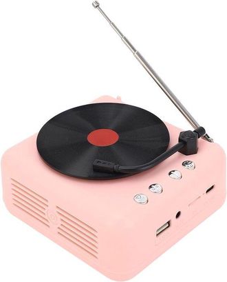 OEM Altavoz Est&eacute;reo Bt5.0, Dise&ntilde;o Retro De Tocadiscos, Bater&iacute;a De 1200 Mah, Color Rosa