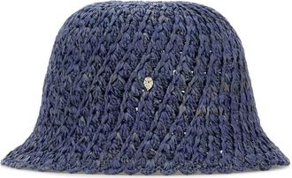 Helen Kaminski Womens Rio Crocheted Raffia Bucket Hat Blue