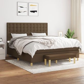 vidaXL Vidaxl - Cama Box Spring Con Colch&oacute;n Tela Marr&oacute;n Oscuro 180x200 Cm