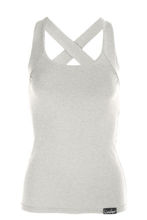 Winshape Sporttop WINSHAPE WVR25, Damen, Gr. XS, grau (grau melange), 48% Baumwolle, 48% Polyester, 4% Elasthan, eckiger Ausschnitt, Tops Sporttop, Cross Back 