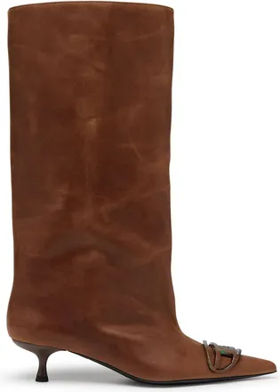 Diesel D-Venus-Knee-high boots in oiled leather - Boots - Woman - Brown