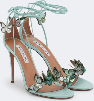 Aquazzura Papillon appliqu&eacute; leather sandals