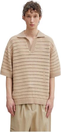 Maison Kitsun&eacute; Basket Weave Polo - Heren - Polos - Bruin - L - Katoen - Tops