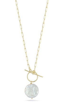 Glaze Jewelry Sterling Silver Cultured Pearl Toggle Necklace