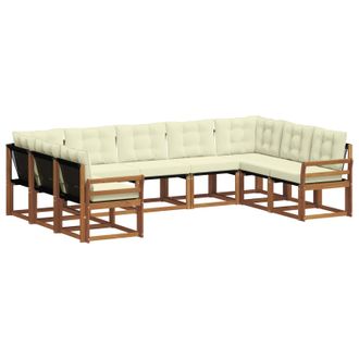 vidaXL Conjunto De Sof&aacute;s De Exterior Con Coj&iacute;n 9 Pcs Natural Y Crema Vidaxl