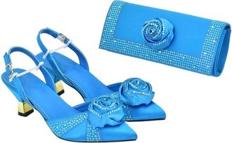 Generic Women Italian Shoes Bag Set Rhinestoness Nigerian Wedding Garden Party