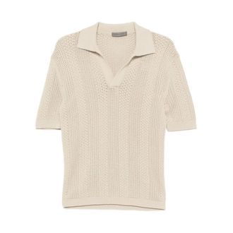 Corneliani V-neck Knitwear, male, Beige, Size: XL Polo in maglia con colletto