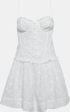 For Love & Lemons For Love And Lemons White Embroidered Cotton Sleeveless Mini Dress