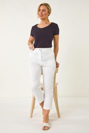 Roman Cotton Ankle Grazer Tapered Trousers